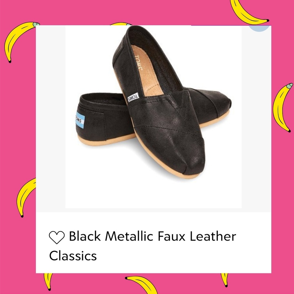 TOMS Black Metallic Faux Leather Classic Shoes